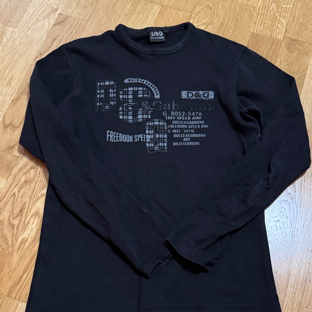 D&G Black Graphic Long Sleeve Top